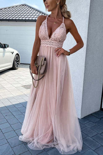 Pleated Backless Maxi Dress