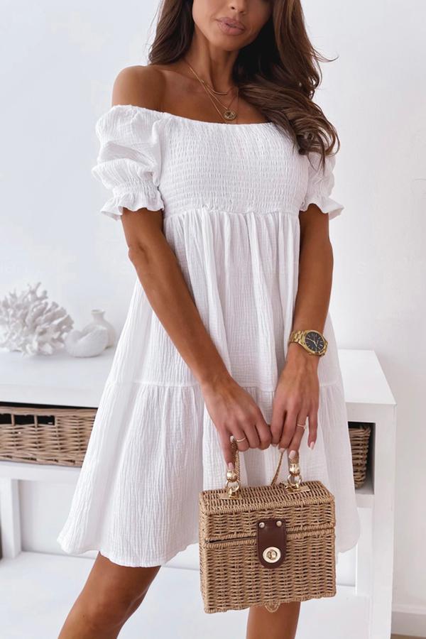 Off The Shoulder Smocked Loose Dress
