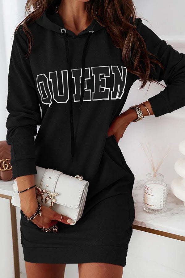 Double Zipper Long Sleeve Hooded Mini Dress main image 1