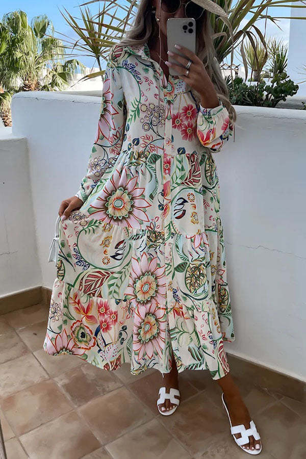 Floral Shirt Midi Dress