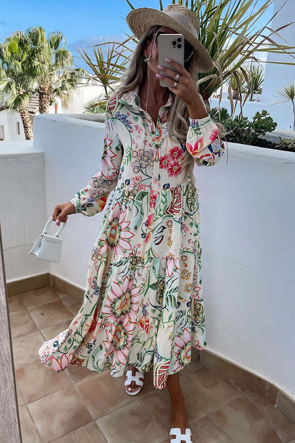 Floral Shirt Midi Dress