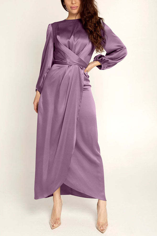 Twist Waist Satin Maxi Dress