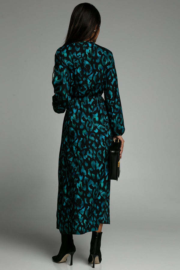 Leopard Print Slit Midi Dress