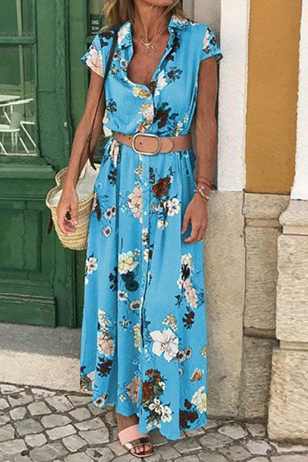 Lady Floral Shirt Midi Dress
