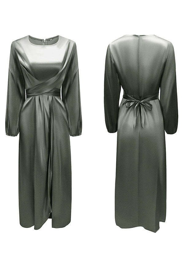Twist Waist Satin Maxi Dress
