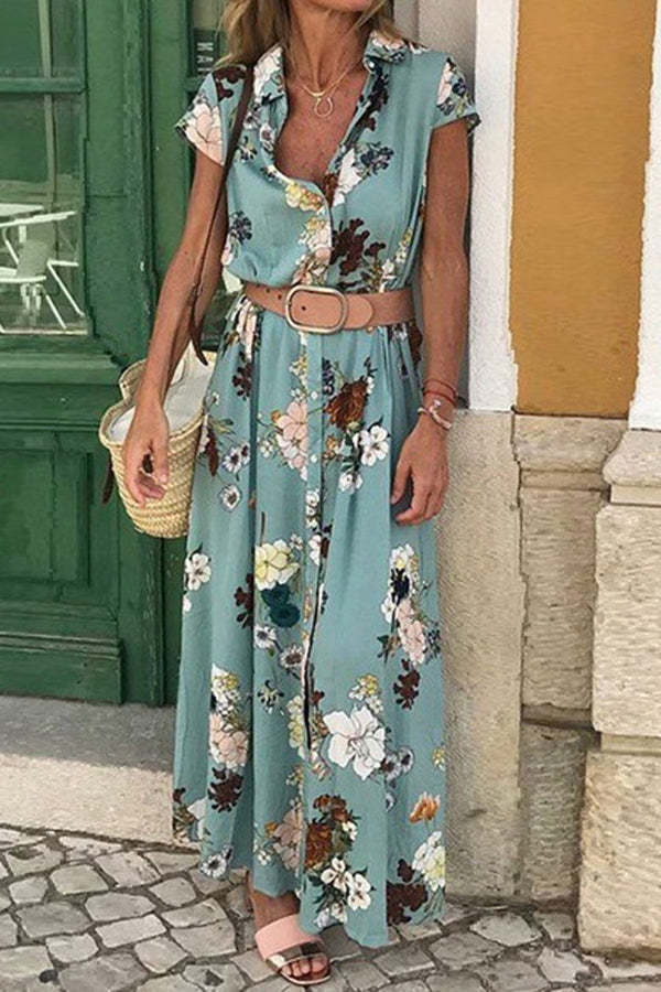 Lady Floral Shirt Midi Dress