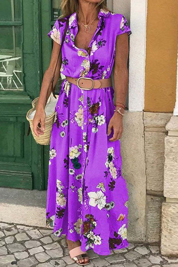 Lady Floral Shirt Midi Dress