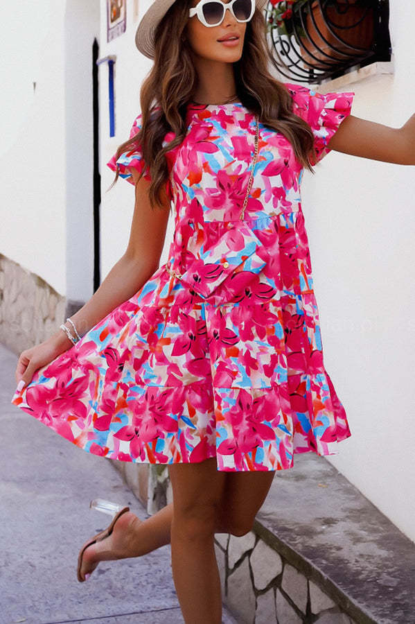 Printed Babydoll Mini Dress