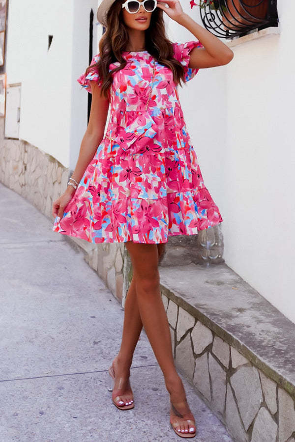 Printed Babydoll Mini Dress