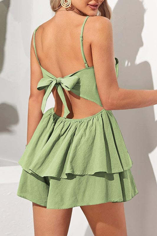 Open Back Bow Tie Layered Dress