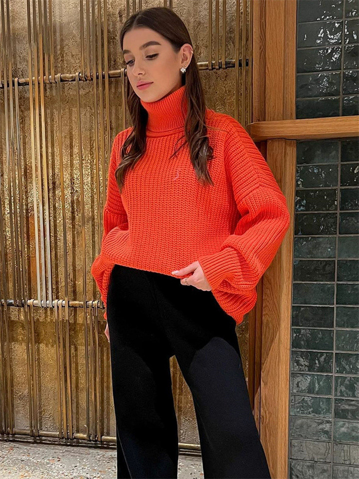 Turtleneck Solid Color Long Coat main image 1