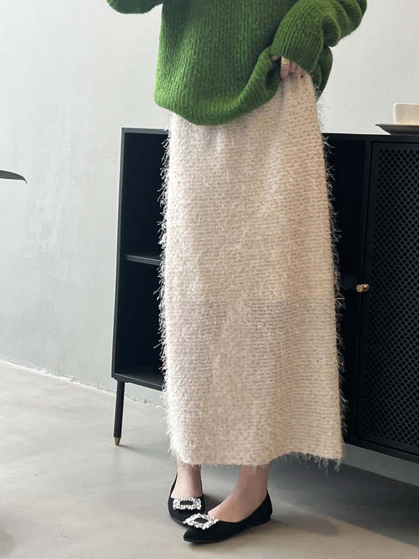 Elastic waist sequined knitted skirt