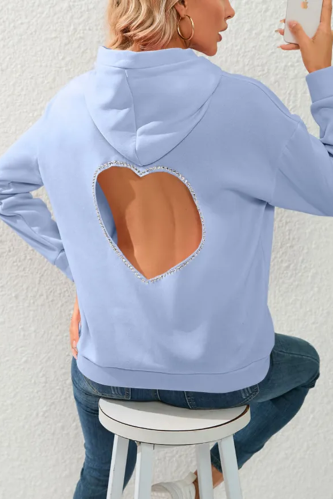 Back Heart Shape Cutout Hoodie
