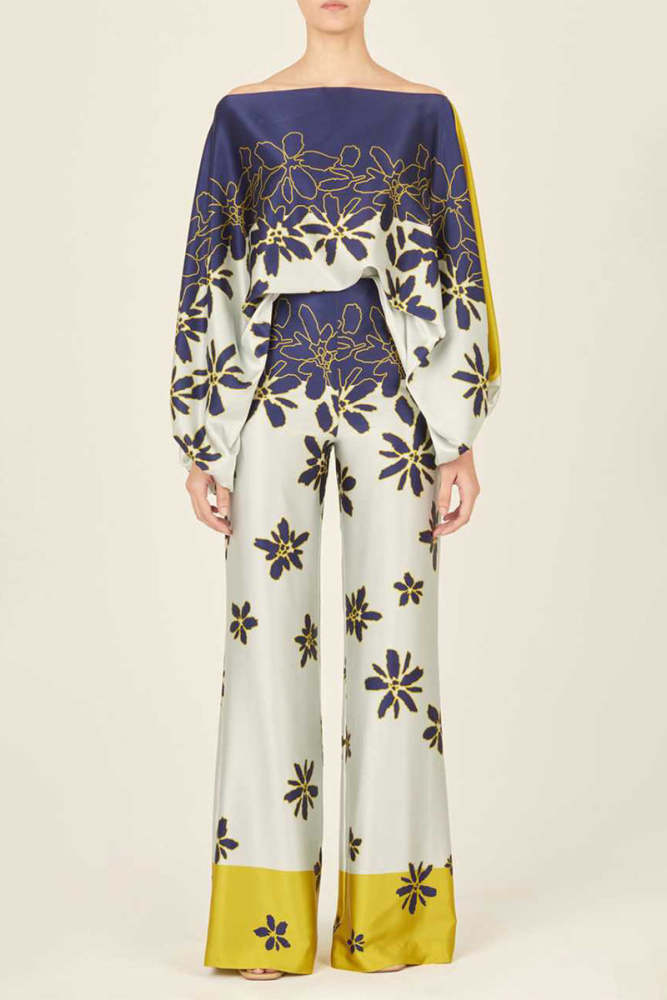 Casual Elegant Print Patchwork Off the Shoulder Long Sleeve Two Pieces