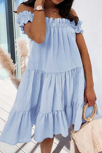 Fashion Solid Off the Shoulder Princess Dresses