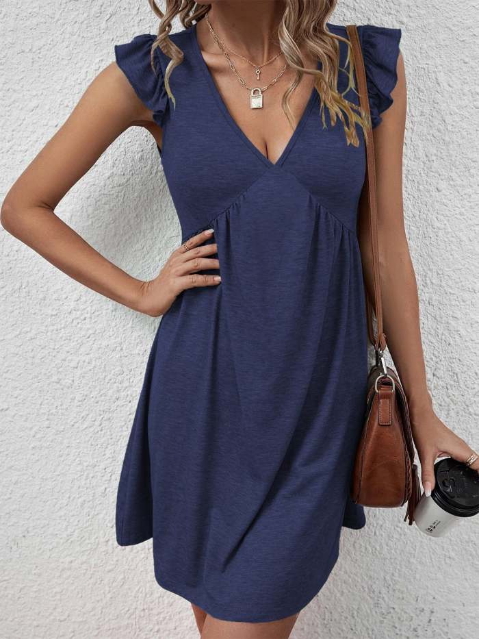 V-neck Loose Casual Sleeveless Tank Dress