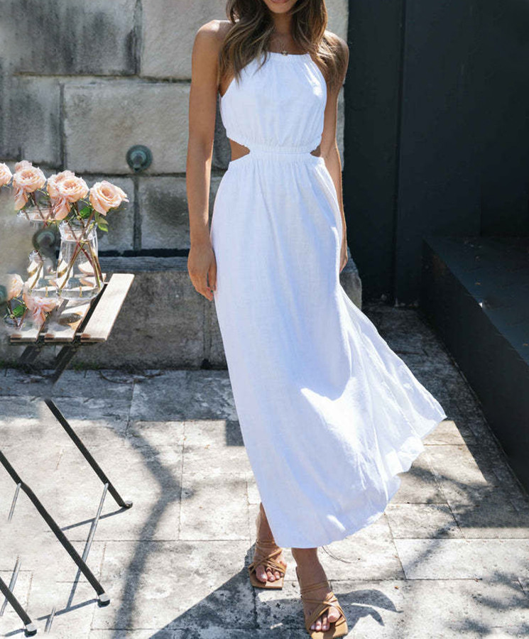 Casual Solid Color Slit Pocket Hooded Dress