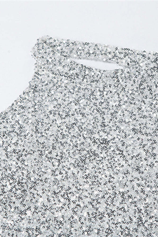 Sexy Party Solid Sequins Backless Halter Wrapped Skirt Dresses