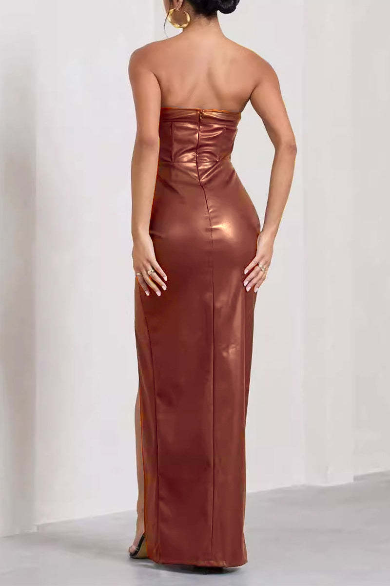 Sexy Vacation Geometric Print Fold Strapless One Step Skirt Dresses main image 0