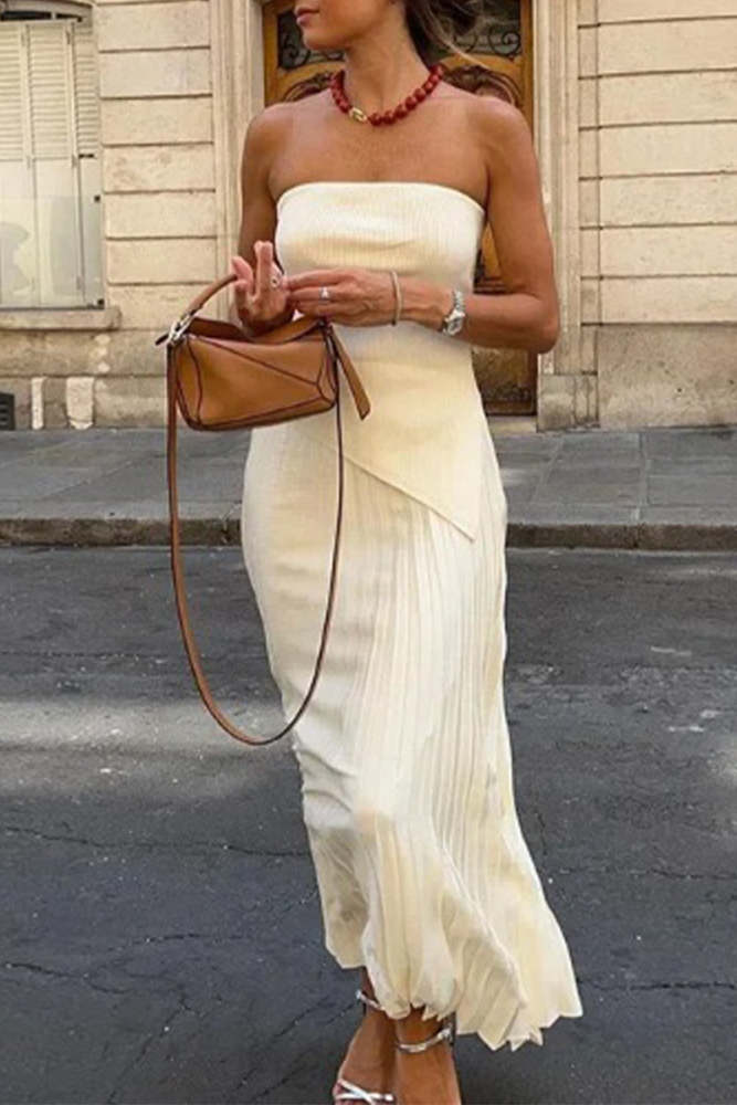 Sexy Celebrities Solid Asymmetrical Strapless Sleeveless Two Pieces