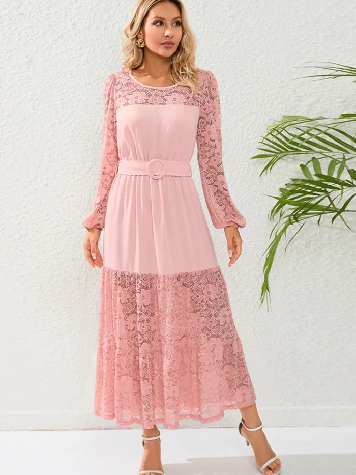 Women's French Style Spring/Summer Lace Long Dress