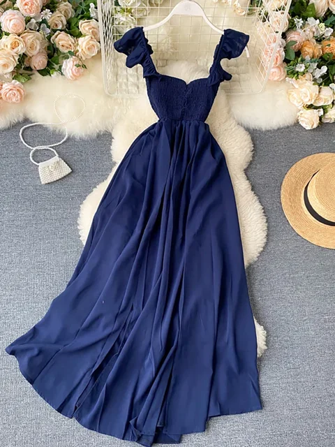 Women's Vintage Style Summer Solid Long Dress