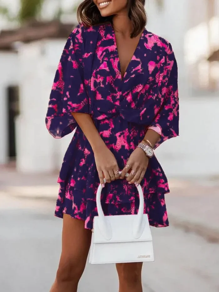 Women's Summer Half-Sleeve Floral Printed Fashion Dress