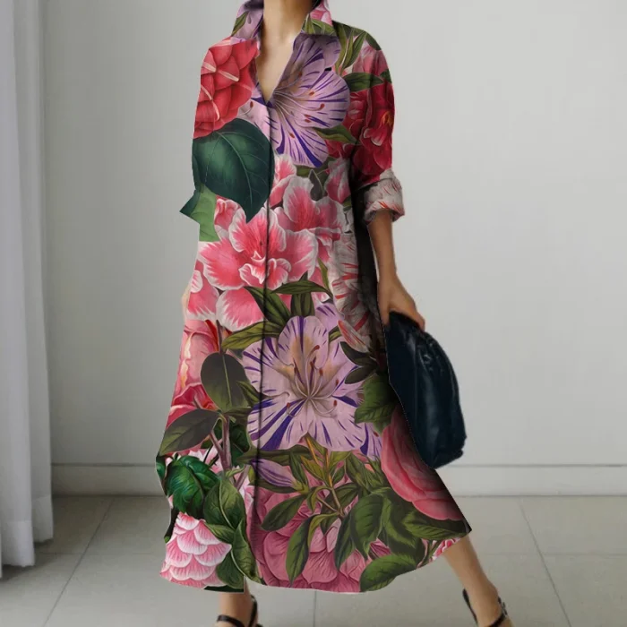 Women's American Style Vintage Printed Summer Long Dress