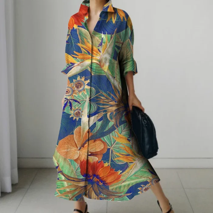 Women's American Style Vintage Printed Summer Long Dress