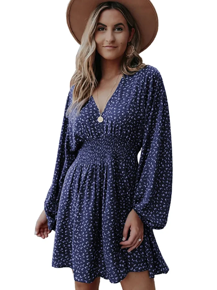 Women's Summer Fashion Lantern Sleeve A-Line Mini Dress
