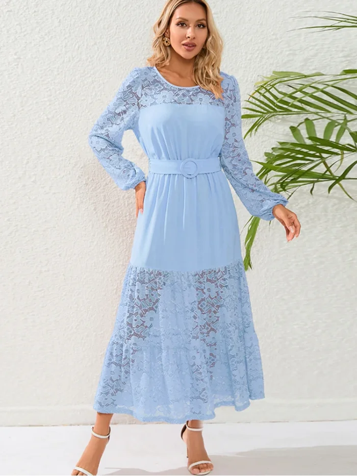 Women's French Style Spring/Summer Lace Long Dress