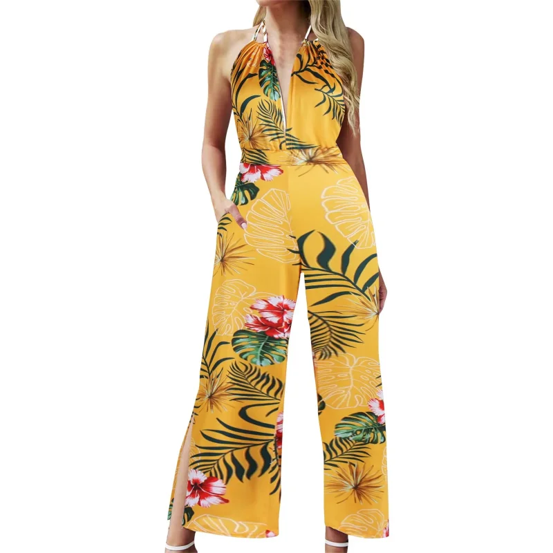 Women's Overalls Lace-Up Hanging Neck Summer Jumpsuit