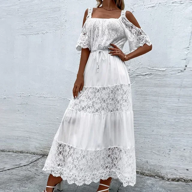 Women's Lace Retro Style Jacquard Summer Long Dress