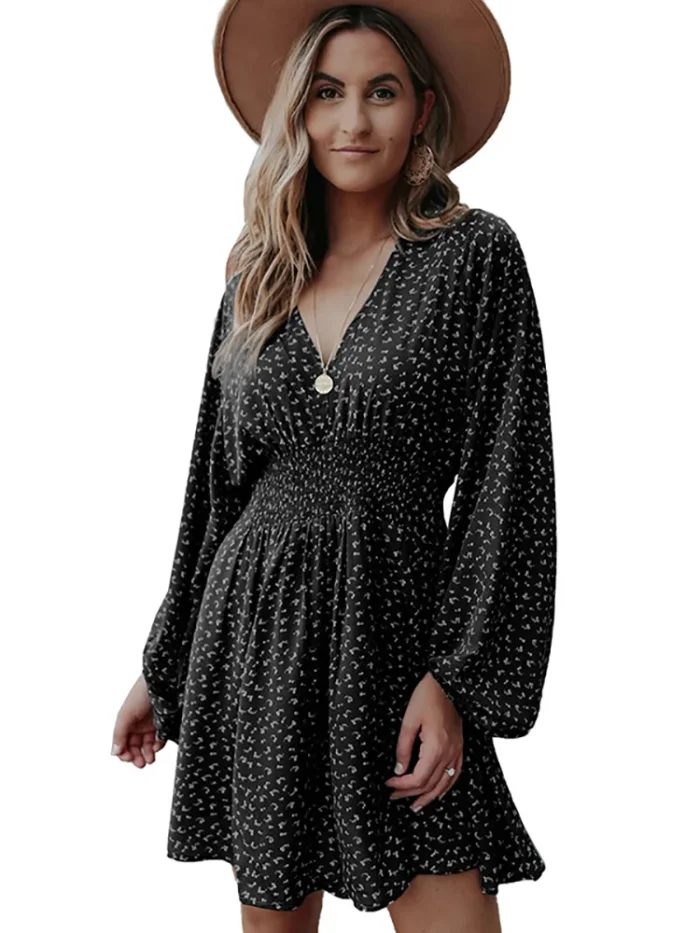 Women's Summer Fashion Lantern Sleeve A-Line Mini Dress