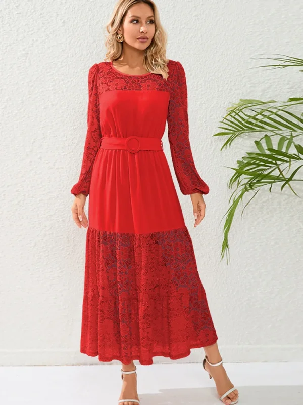 Women's French Style Spring/Summer Lace Long Dress