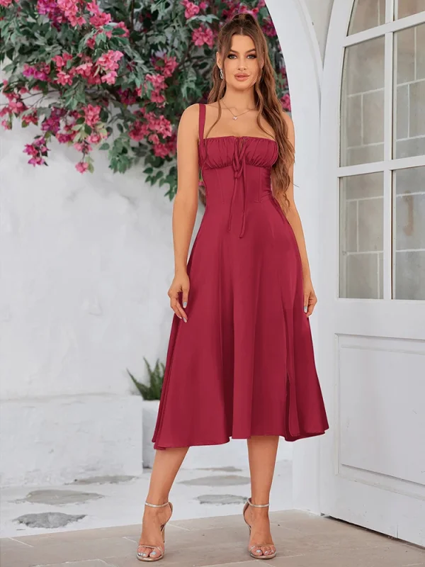 Women's Summer Sweet Solid Color Sleeveless Long Dress