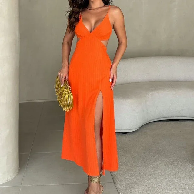 Women's V-neck Split Summer Long Dress