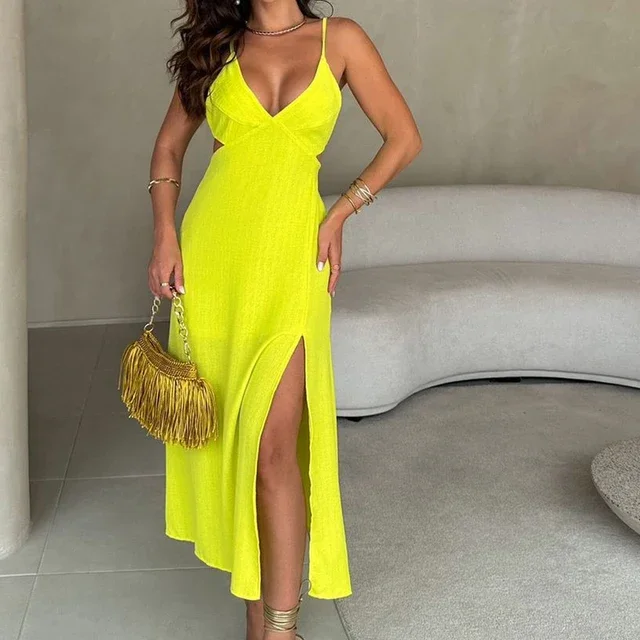 Women's V-neck Split Summer Long Dress