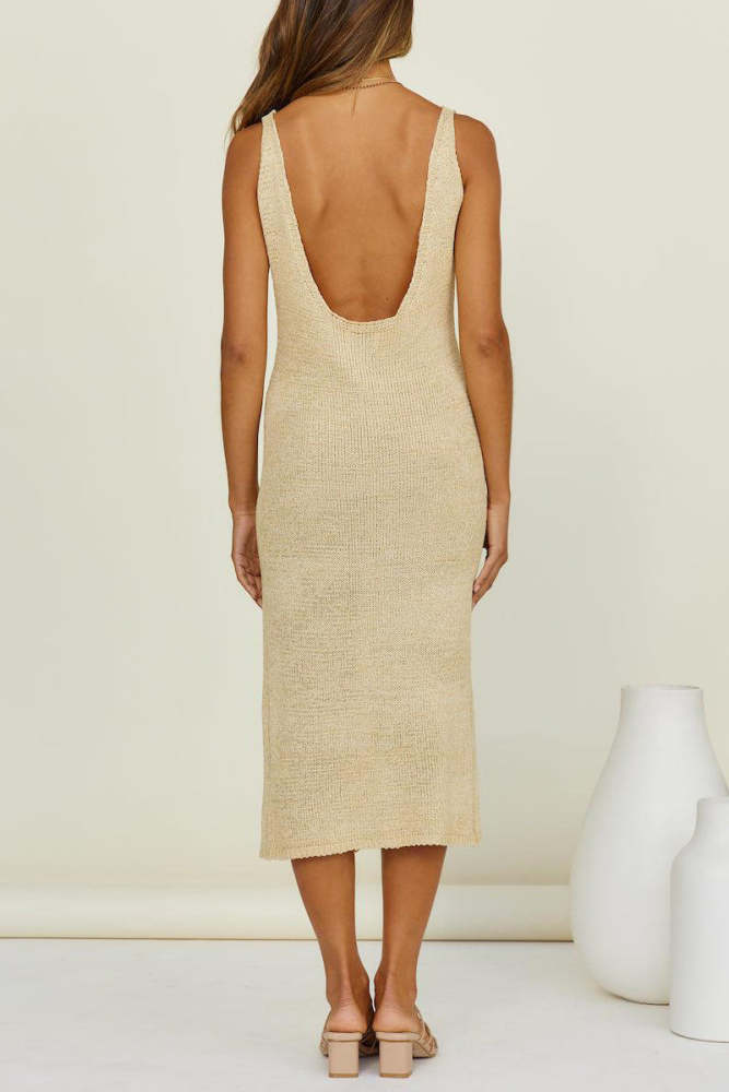 Sexy Vacation Solid Backless Slit Swimwears Cover Up