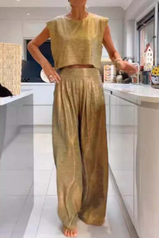 Casual Solid Basic O Neck Sleeveless Two Pieces (Subject To The Actual Object )