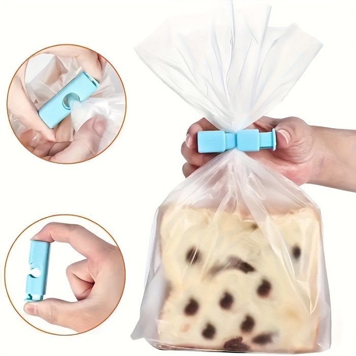 12pcs Bread Bag Clips, Bagel Bag Clips, Sealing Clip, Easy Squeeze & Lock, For Sealing Various Bags, Home Kitchen Supplies