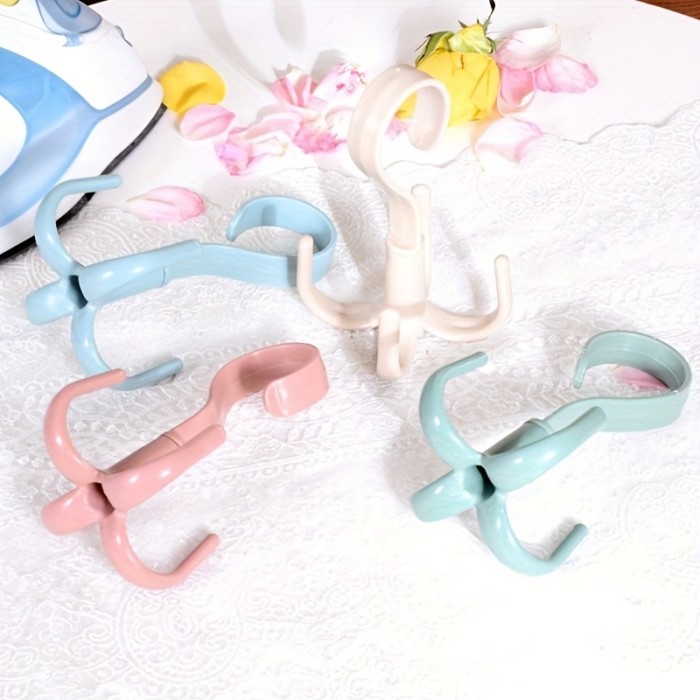 1pc 360-Degree Rotatable Four-Claw Hook for Wardrobe and Tie Drying - Multi-Functional Hanging Bag and Tie Hanger