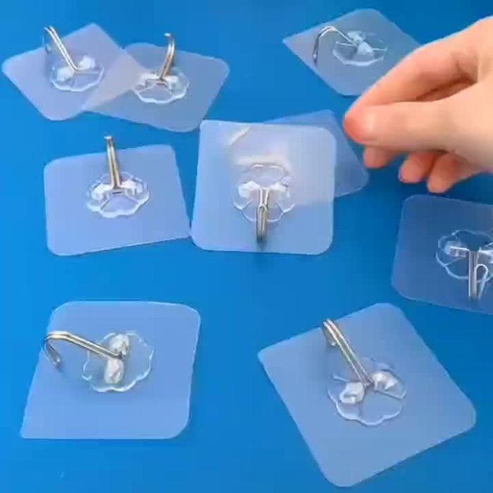 10pcs Traceless Punch-free Wall Hook, Mounted Plastic Hook Rack For Keys, Hats, Towels, Self-Adhesive Household Hook For Sundries, Essential Storage Organization For Bathroom, Bedroom, Office, Kitchen