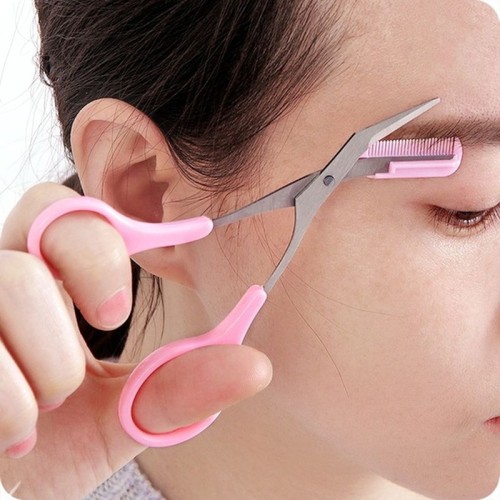 1pc Stainless Steel Eyebrow Makeup Scissors, Hair Removal Shaper Shaping Scissors, Eyebrow Scissors With Comb, Makeup Tool