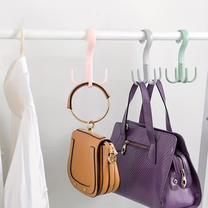 1pc 360-Degree Rotatable Four-Claw Hook for Wardrobe and Tie Drying - Multi-Functional Hanging Bag and Tie Hanger