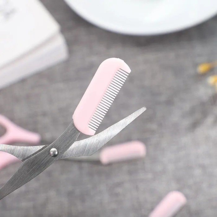 1pc Stainless Steel Eyebrow Makeup Scissors, Hair Removal Shaper Shaping Scissors, Eyebrow Scissors With Comb, Makeup Tool
