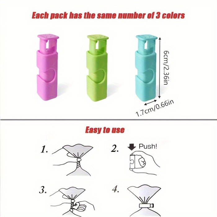 12pcs Bread Bag Clips, Bagel Bag Clips, Sealing Clip, Easy Squeeze & Lock, For Sealing Various Bags, Home Kitchen Supplies