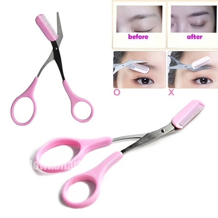 1pc Stainless Steel Eyebrow Makeup Scissors, Hair Removal Shaper Shaping Scissors, Eyebrow Scissors With Comb, Makeup Tool
