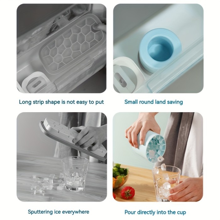 1pc, Make Perfectly-Shaped Ice Cubes With This Easy-Release Silicone Ice Cube Mold - Holds Up To 60 Cubes!