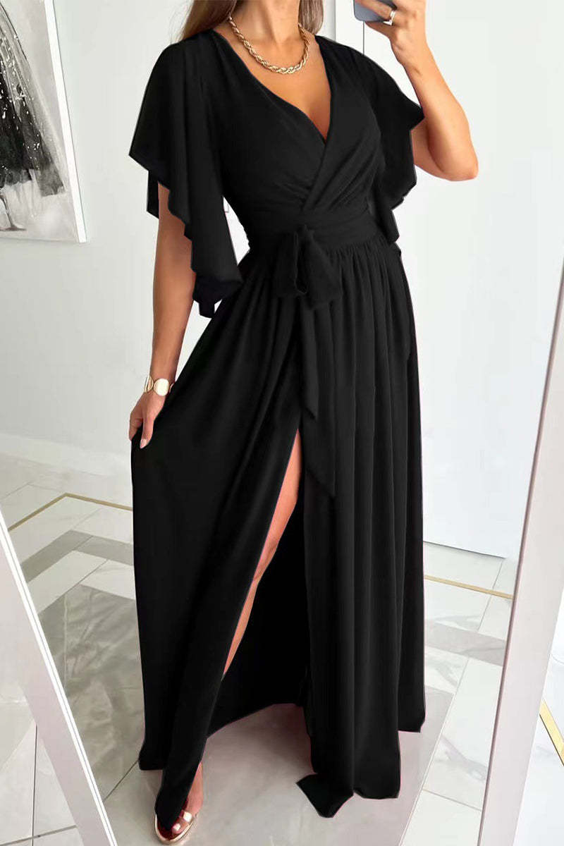Celebrities Elegant Solid Frenulum Square Collar A Line Dresses main image 0